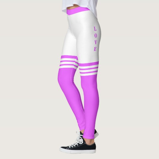 Leggings Aimer Texte Coeur Violet Légendes blanches Vos Cou (Gauche)