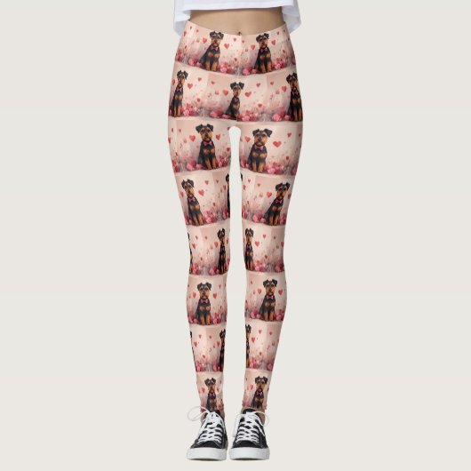 Leggings Airedale avec des roses - Saint-Valentin (Devant)
