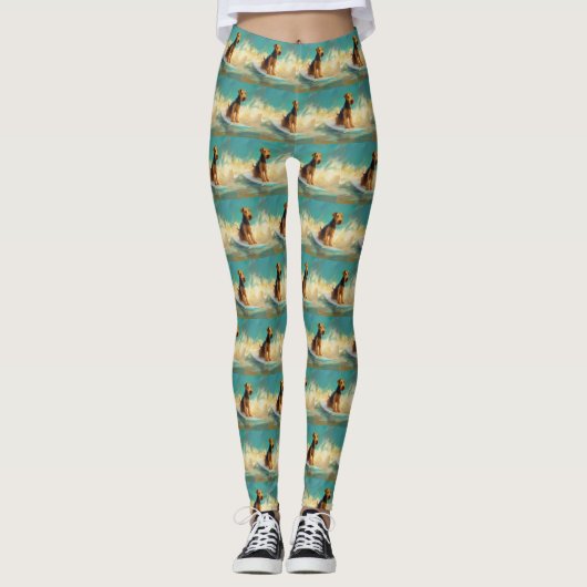 Leggings Airedale Beach Surf Peinture (Devant)