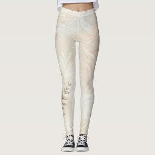 Leggings Airy Bohemian Botanical Floral String Art Design