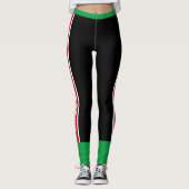Leggings Ajouter votre texte l Exercice l Noir Rouge Vert (Devant)