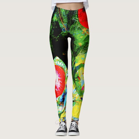 Leggings Algues à diatomée rouge en jaune (Devant)