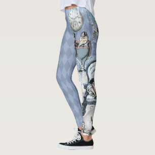 Leggings Alice d'argent glacé bleu au pays des merveilles