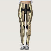 Leggings Alien Métallurgique Android Costume Spatial Golden (Devant)