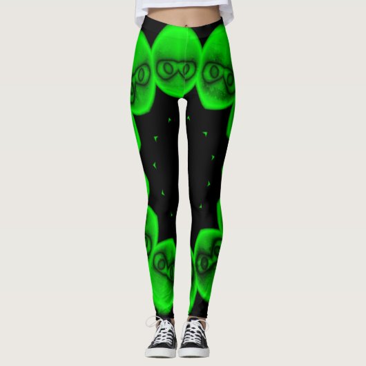 Leggings Alien vert clair circulaire Abstrait (Devant)