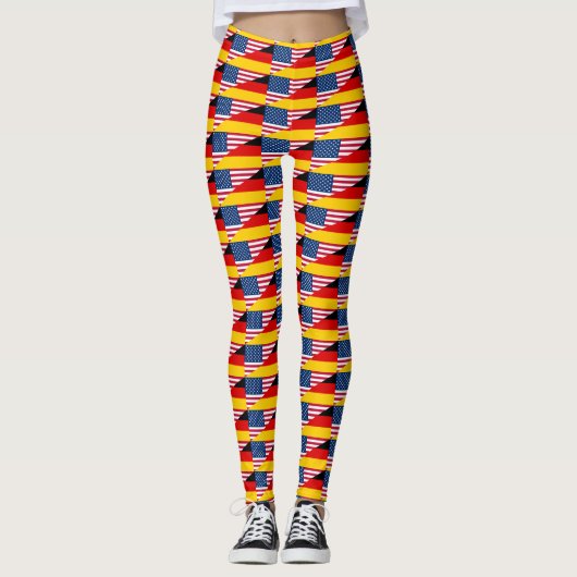 Leggings Allemand American Pride US Allemagne Drapeau Leggi (Devant)
