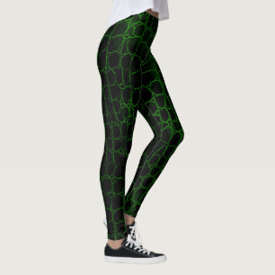 Leggings Alligator noir et vert