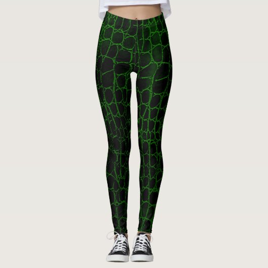 Leggings Alligator noir et vert (Devant)