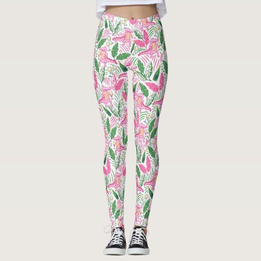 Leggings Alligator Vin rose vert Preppy (Devant)
