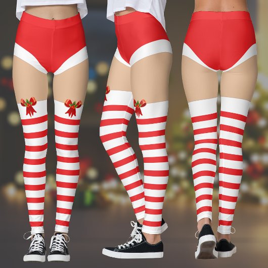 Leggings Alluring Striped Christmas Stockings