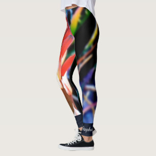 Leggings Aloès orange rouge sur le nom personnalisé par