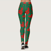 Leggings Aloha Hawaii Rouge sur le Motif de Noël vert (Dos)
