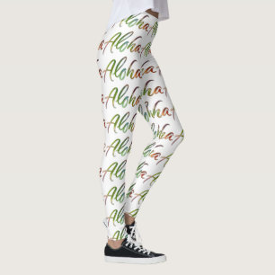 Leggings Aloha - lettrage tropical de main - nature