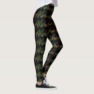 Leggings Aloha - lettrage tropical de main - nature