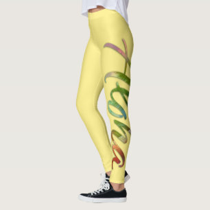 Leggings Aloha - Lettres tropicales - Nature Hawaii Jaune