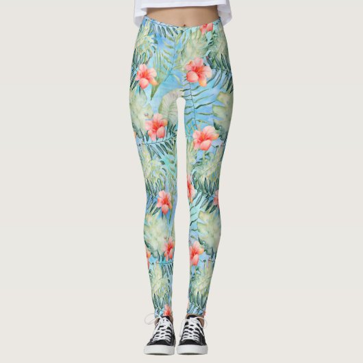 Leggings Aloha tropical Hibiscus Floral (Devant)