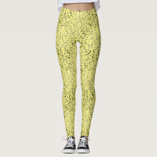 Leggings Alphabets Motif 01 BW.w LYellow BG