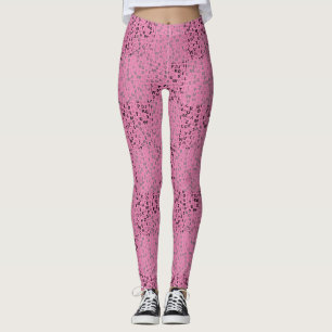 Leggings Alphabets Motif 01 BW.w Pink BG