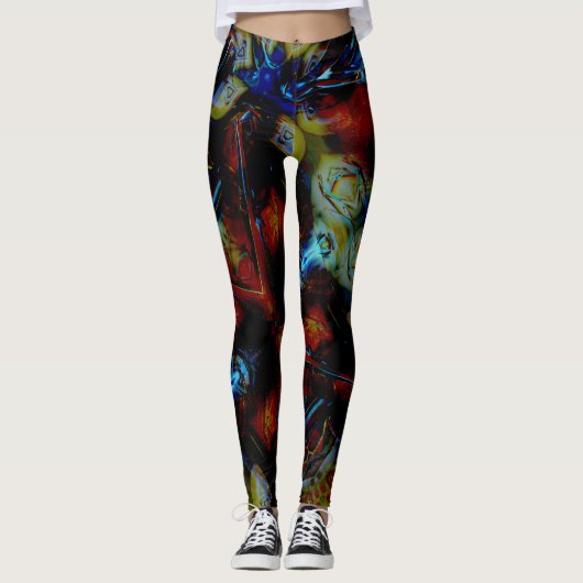 Leggings amandes Abstraites sous vitre foncé déformé (Devant)