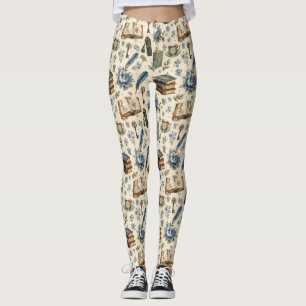 Leggings Amateur de livres anciens à motif floral Botaniq