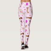 Leggings Amateurs de Dachshund ! Doxies et Coeurs sur rose (Dos)