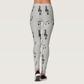 Leggings Amateurs de musique Note musicale Noir et gris (Dos)