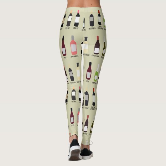 Leggings Amateurs de vin Bouteilles avec les noms Patternes (Dos)