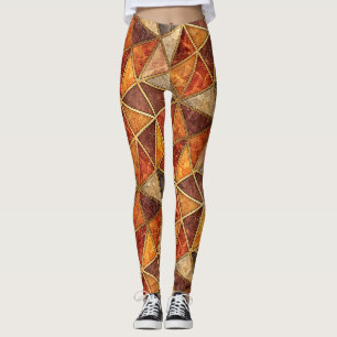 Leggings Ambre fondu et mosaïque géométrique marbre cramois
