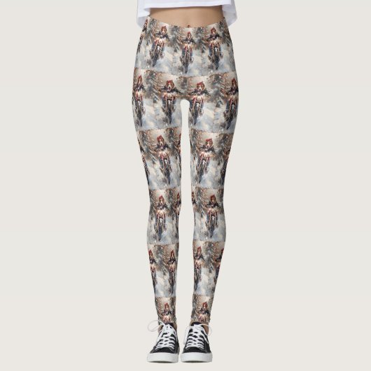 Leggings Américain Anglais Foxhound équitation vélo Noël (Devant)