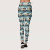 Leggings American Engligh Foxhound Beach Surfing Paining (Dos)