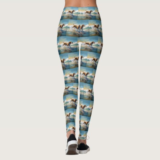 Leggings American Engligh Foxhound Beach Surfing Paining (Dos)