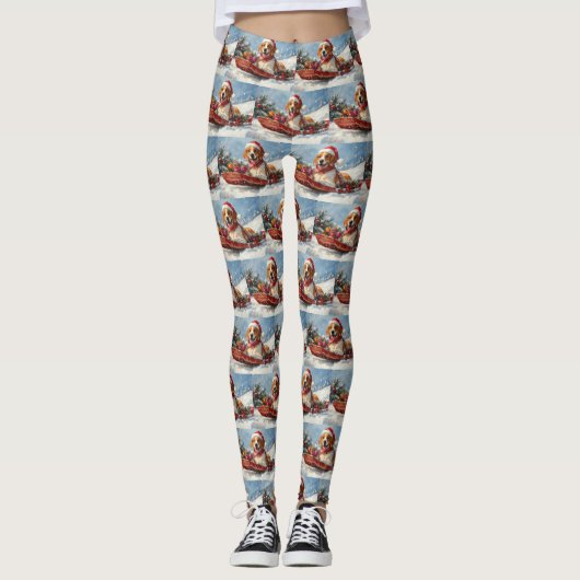 Leggings American English Foxhound dans Sledge Christmas (Devant)