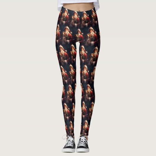Leggings American English Foxhound Santa Claus Noël (Devant)