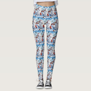 Leggings American Eskimo Dog Winter Wonderland Noël