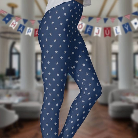 Leggings Americana Star Spangled Silver Stars sur Navy 2