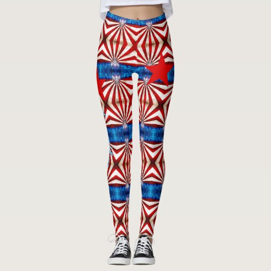 Leggings Amerikaanse vlag Red White Blue op aangep (Voorkant)