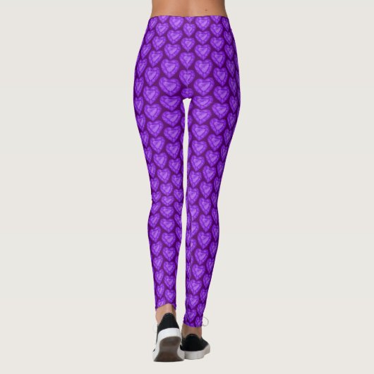 Leggings Améthyste coeur aquarelle art violet (Dos)