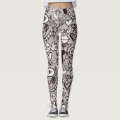 Leggings Amour Amoureux Coeurs Lèvres Doodle Style Comique  (Devant)