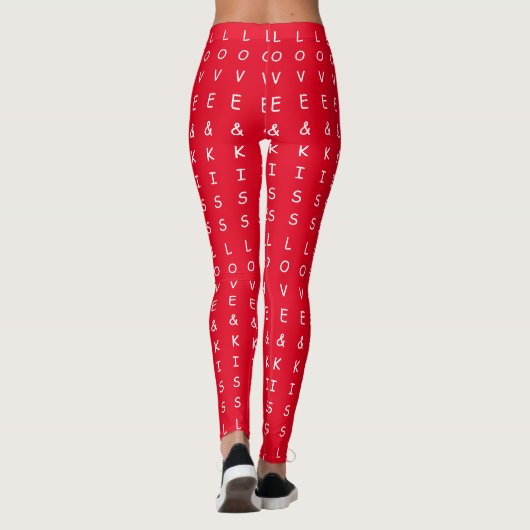 Leggings amour et baisers, fun rouge blanc design de texte  (Dos)