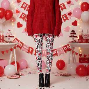 Leggings Amour et cœurs doodle art valentin