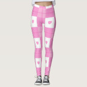 Leggings Amour moderne Plaid Pink Heart Collection (Devant)