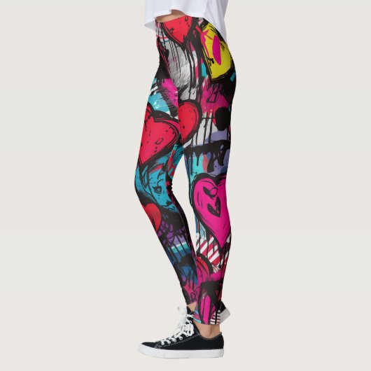 Leggings Amour Rebels-Graffiti Coeurs (Gauche)