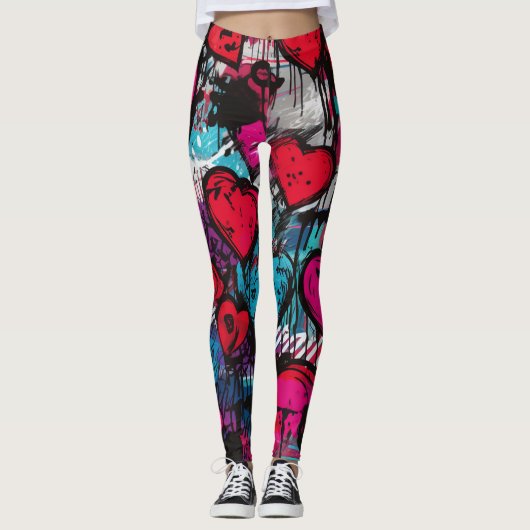 Leggings Amour Rebels-Graffiti Coeurs (Devant)