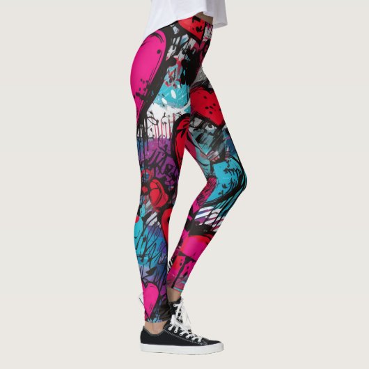 Leggings Amour Rebels-Graffiti Coeurs (Droite)