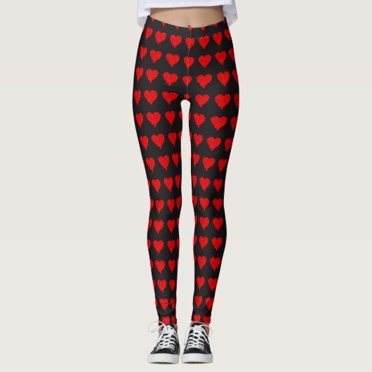 Leggings Amour rouge chaud de coeurs de jour de Valentines (Devant)
