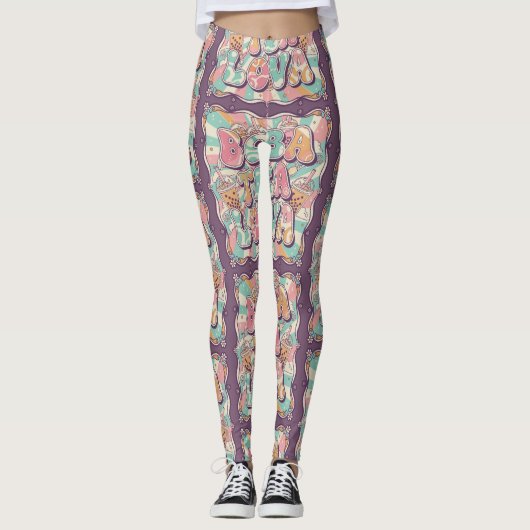 Leggings Amoureux de Bubble Tea (Devant)