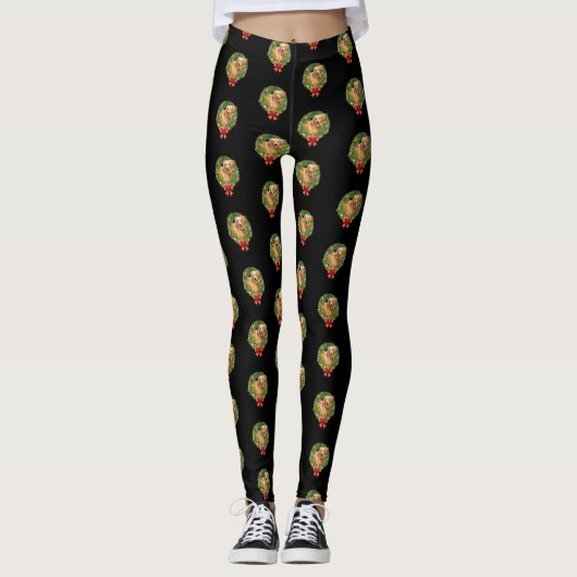 Leggings Amoureux de les chiens de guirlande de Noël de (Devant)