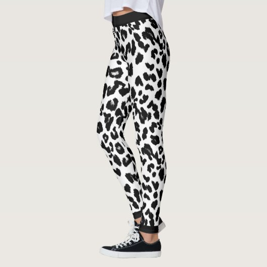 Leggings Amoureux des animaux Empreinte de léopard noir et  (Gauche)