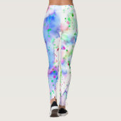 Leggings Amusant bleu vert pourpre et rose peint éclat (Dos)