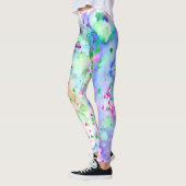 Leggings Amusant bleu vert pourpre et rose peint éclat (Gauche)